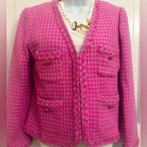 RARE J. Crew Lady Jacket Sample Pink & Lavender Polka Dot Tweed